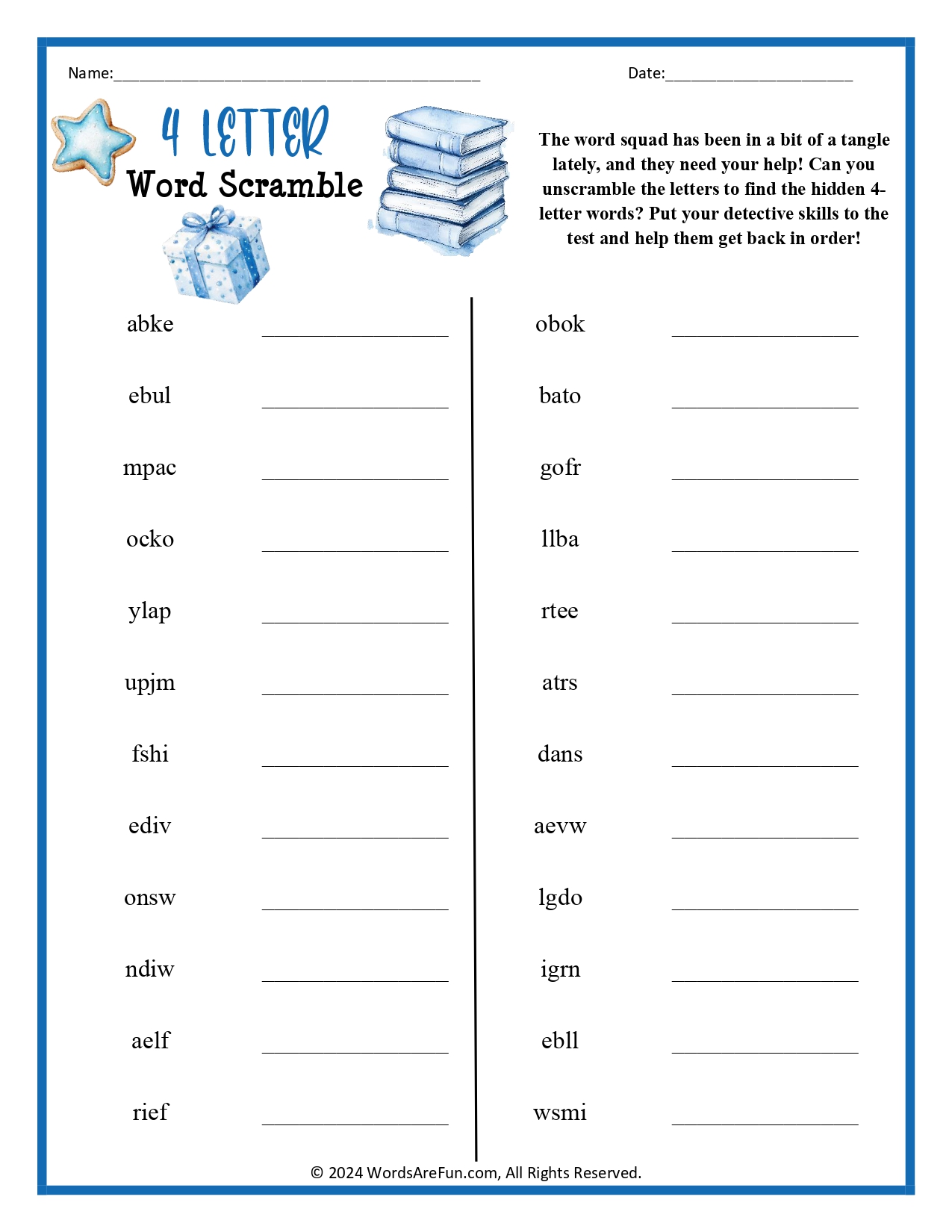 4 Letter Word Scramble