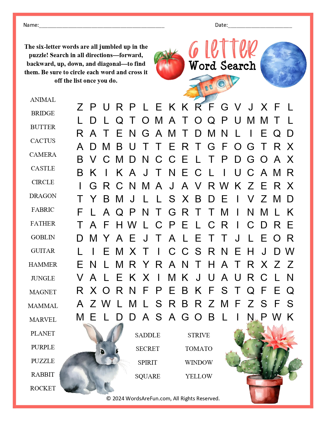 6 Letter Word Search