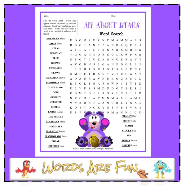 Bears Word Search