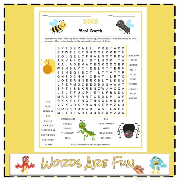 Bugs Word Search