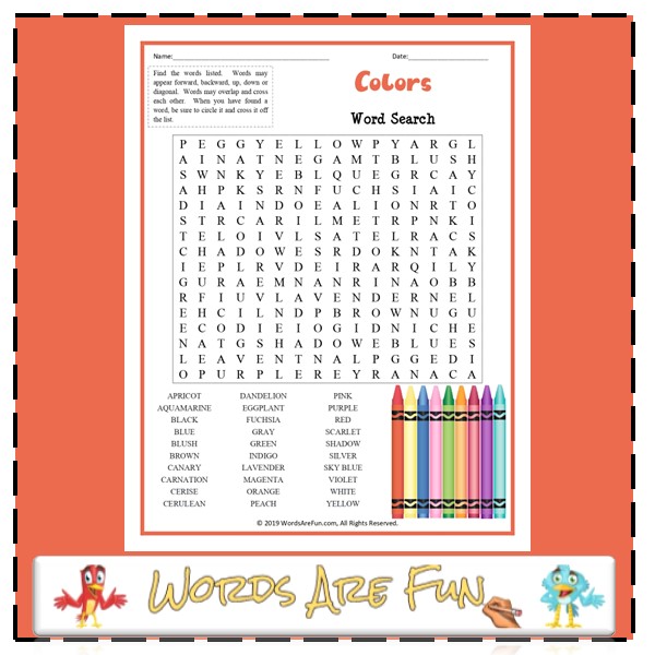 Colors Word Search