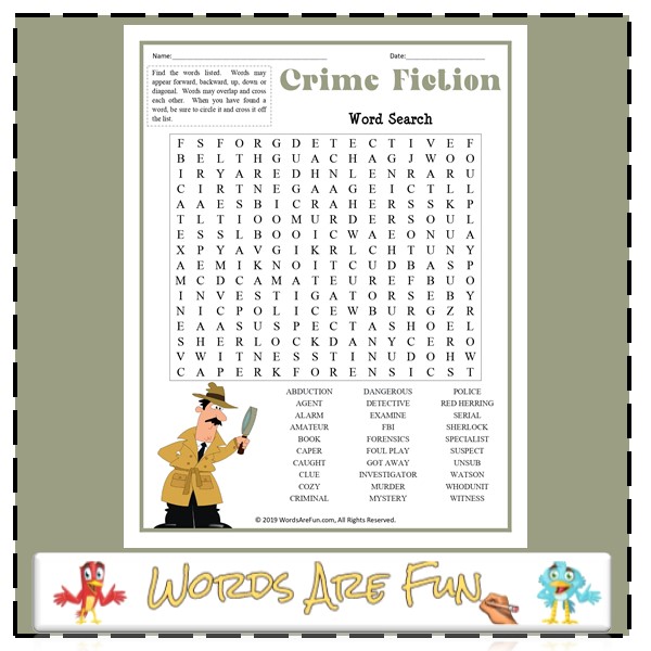 Crime Fiction Word Search