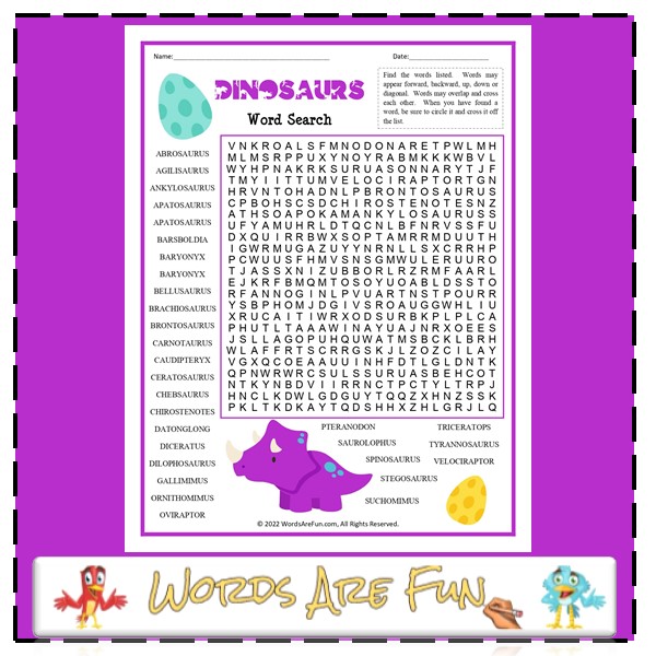 Dinosaurs Word Search