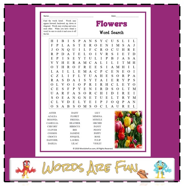 Flowers Word Search