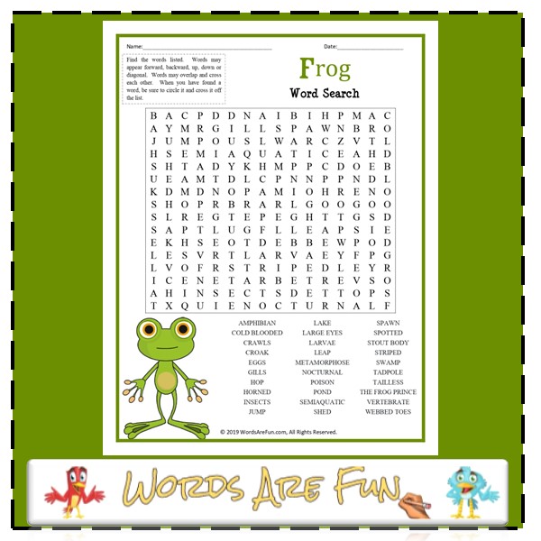 Frog Word Search