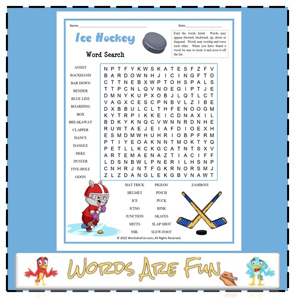 Ice Hockey Word Search