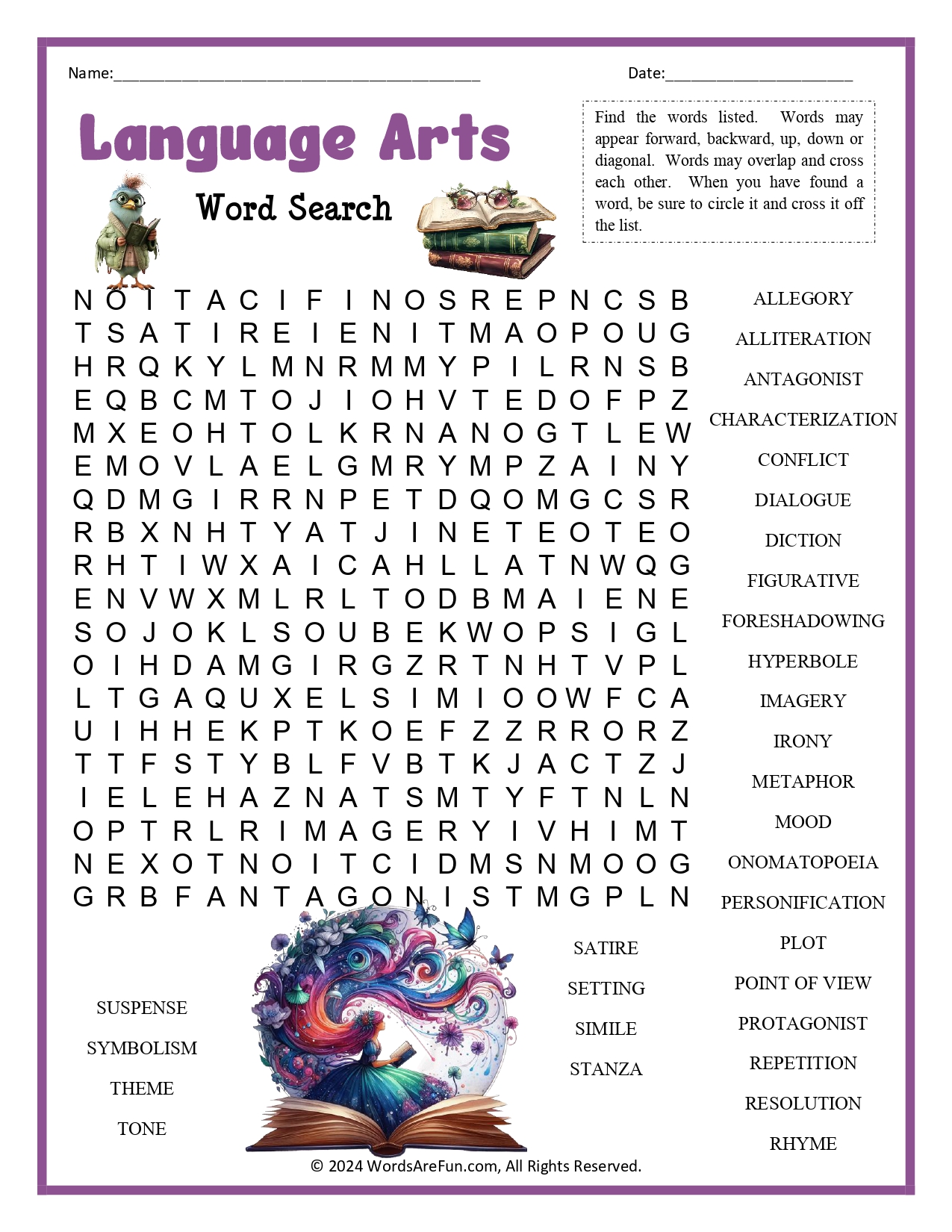 Language Arts Word Search