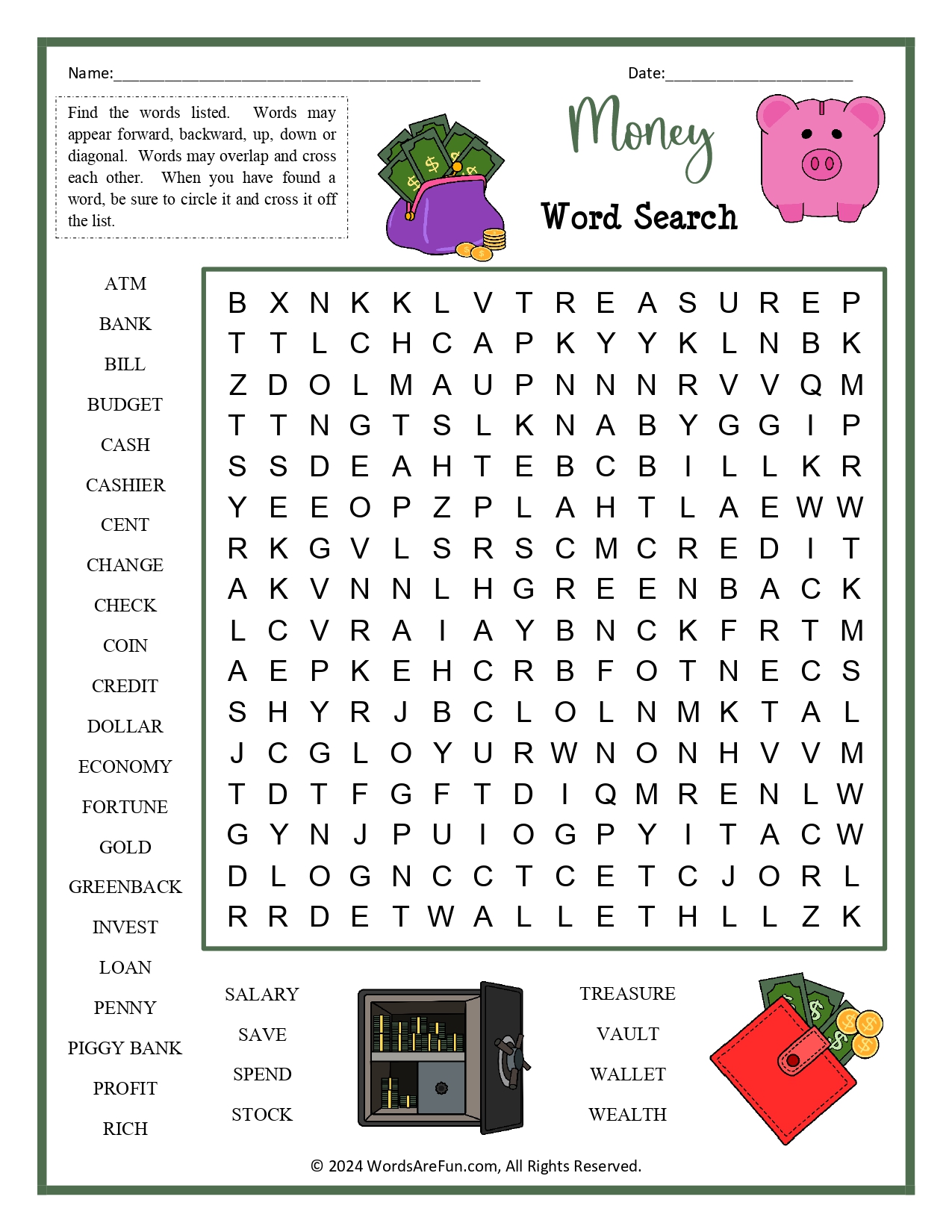 Money Word Search