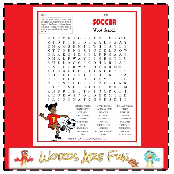 Soccer Word Search