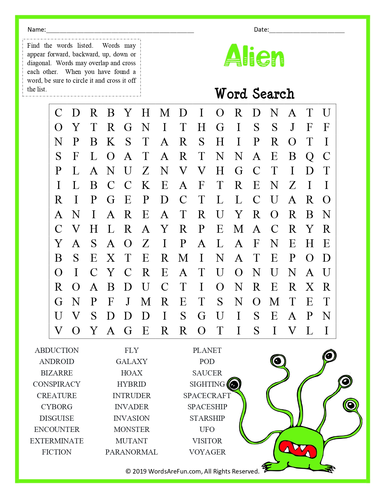 Alien Word Search