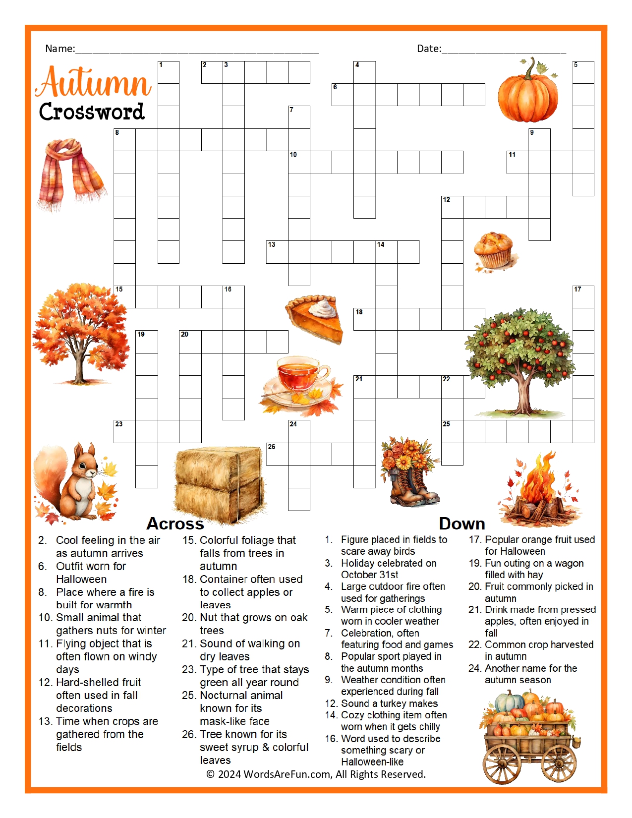 Autumn Crossword Puzzle