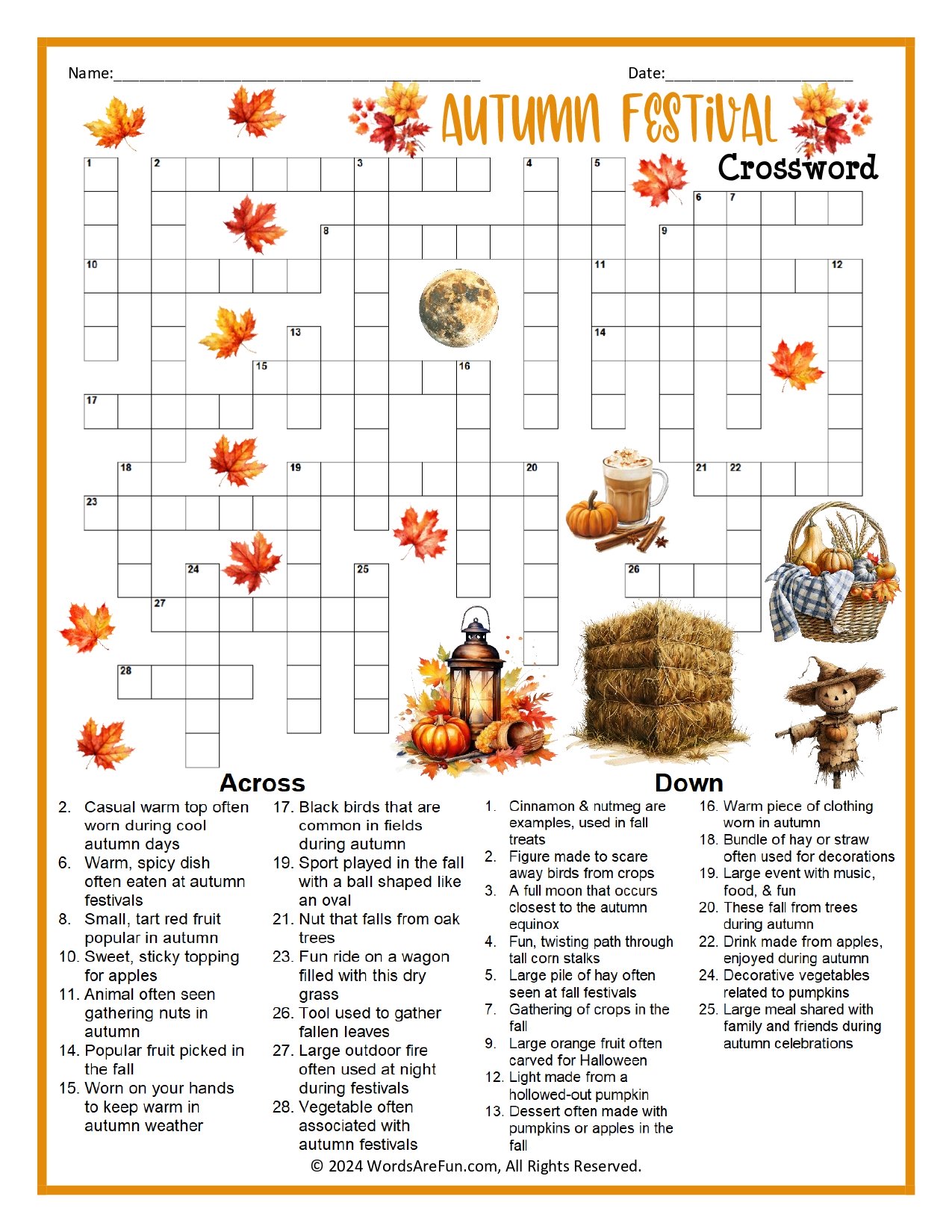 Autumn Festival Crossword Puzzle