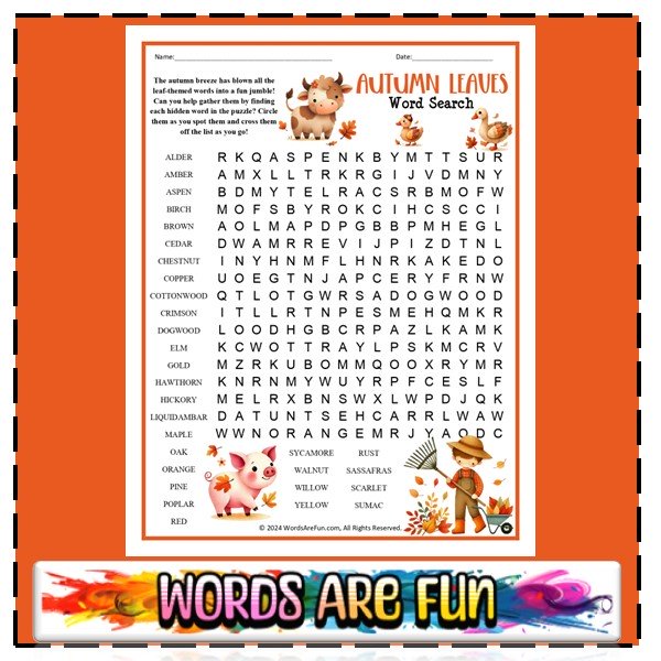 Autumn Leaves Word Search