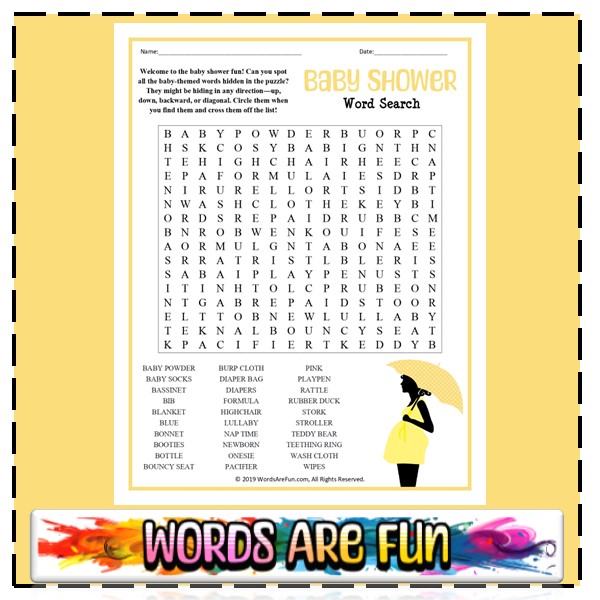 Baby Shower Word Search 