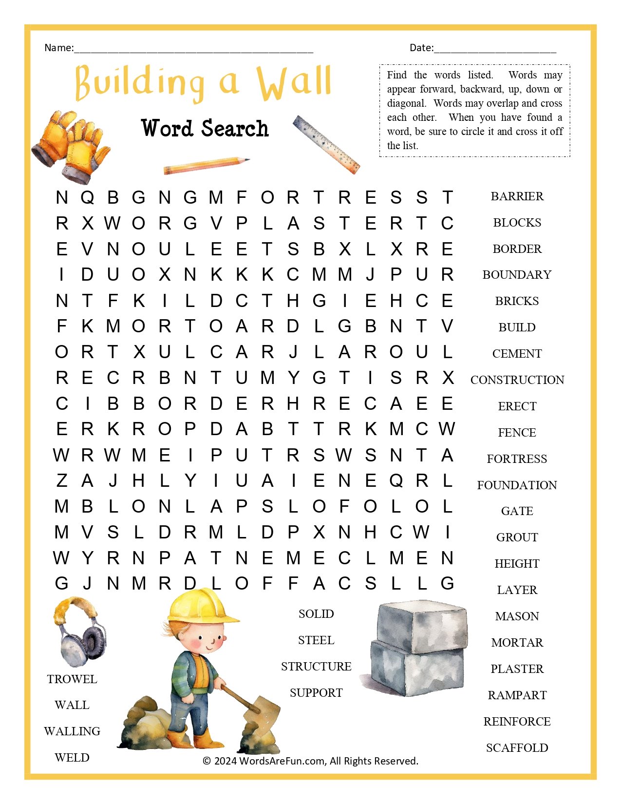 Building a Wall Word Search