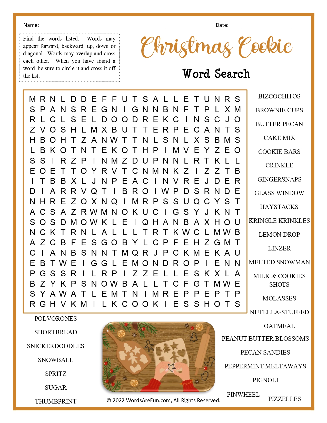 Christmas Cookie Word Search