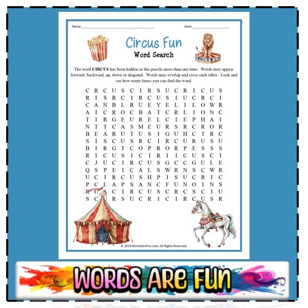 Circus Fun Word Search