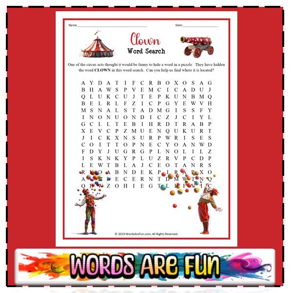 Clown Word Search