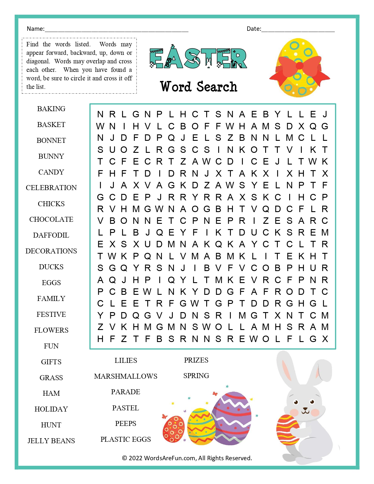 Easter Word Search for Kids