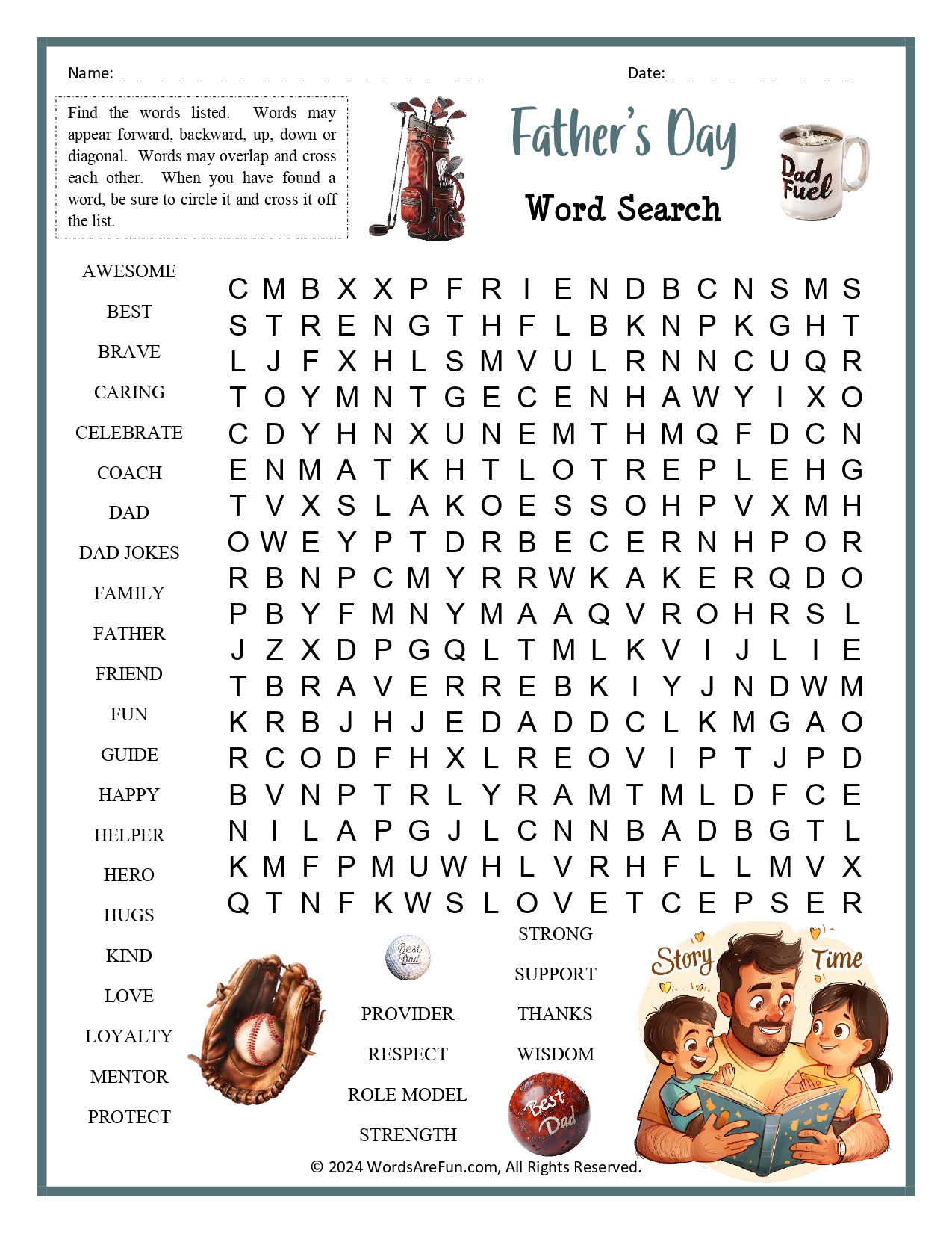 Father's Day Word Search