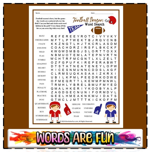 Football Season Word Search