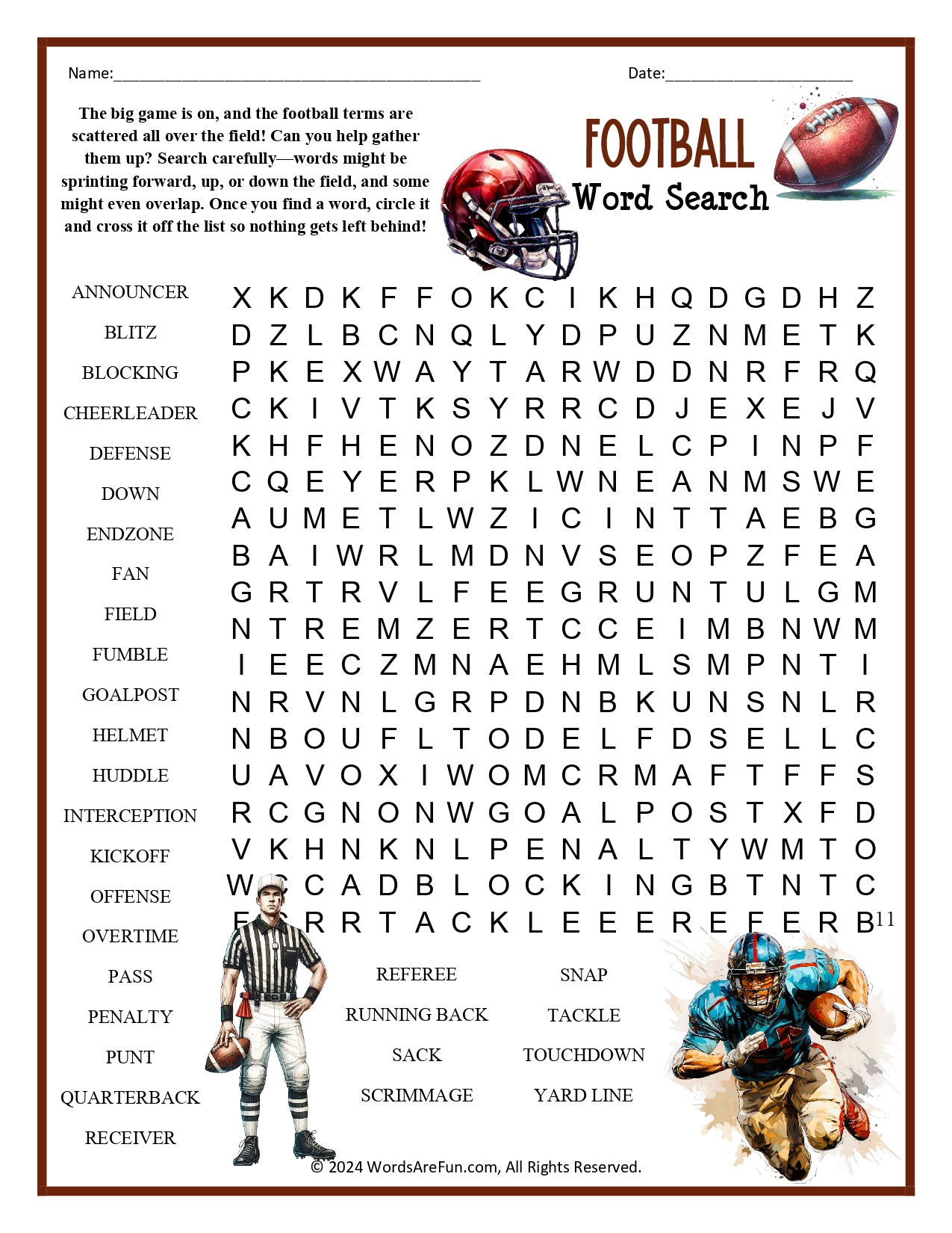 Football Word Search