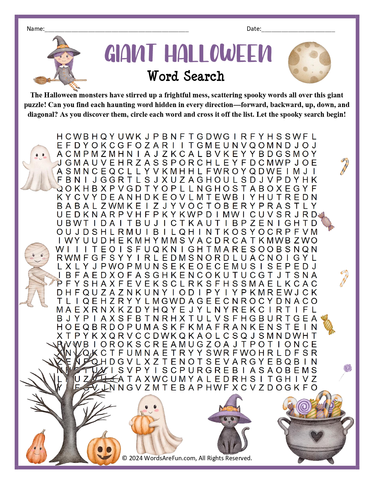 Giant Halloween Word Search