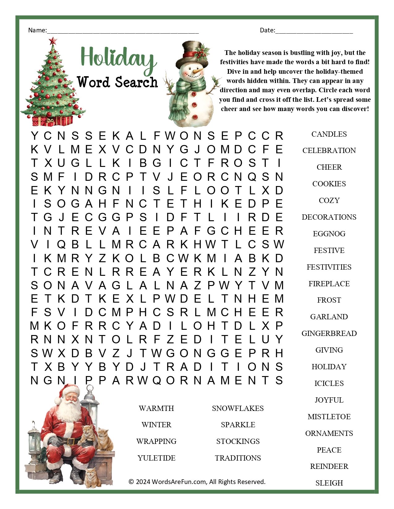 Holiday Word Search for Adults