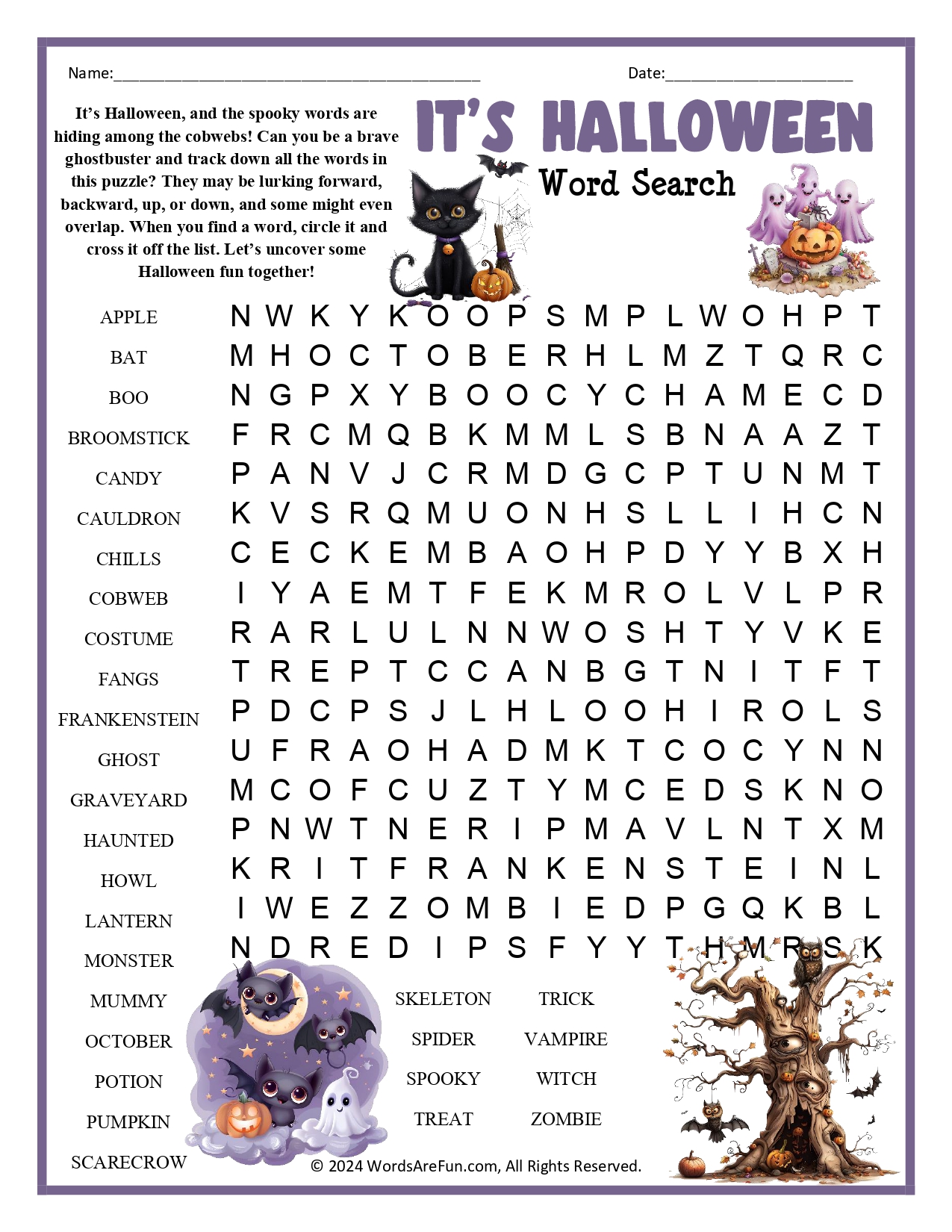 It's Halloween Word Search