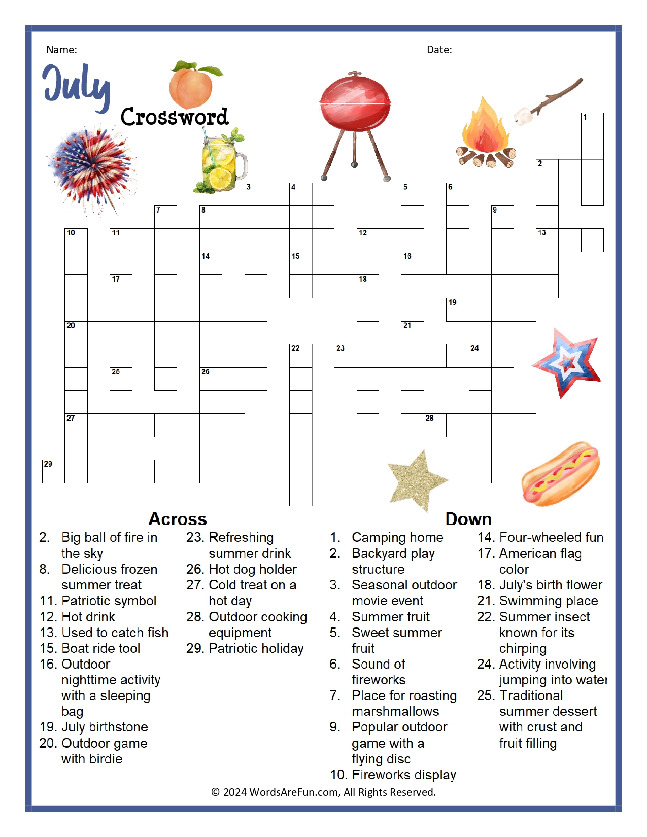 July Crossword Puzzle