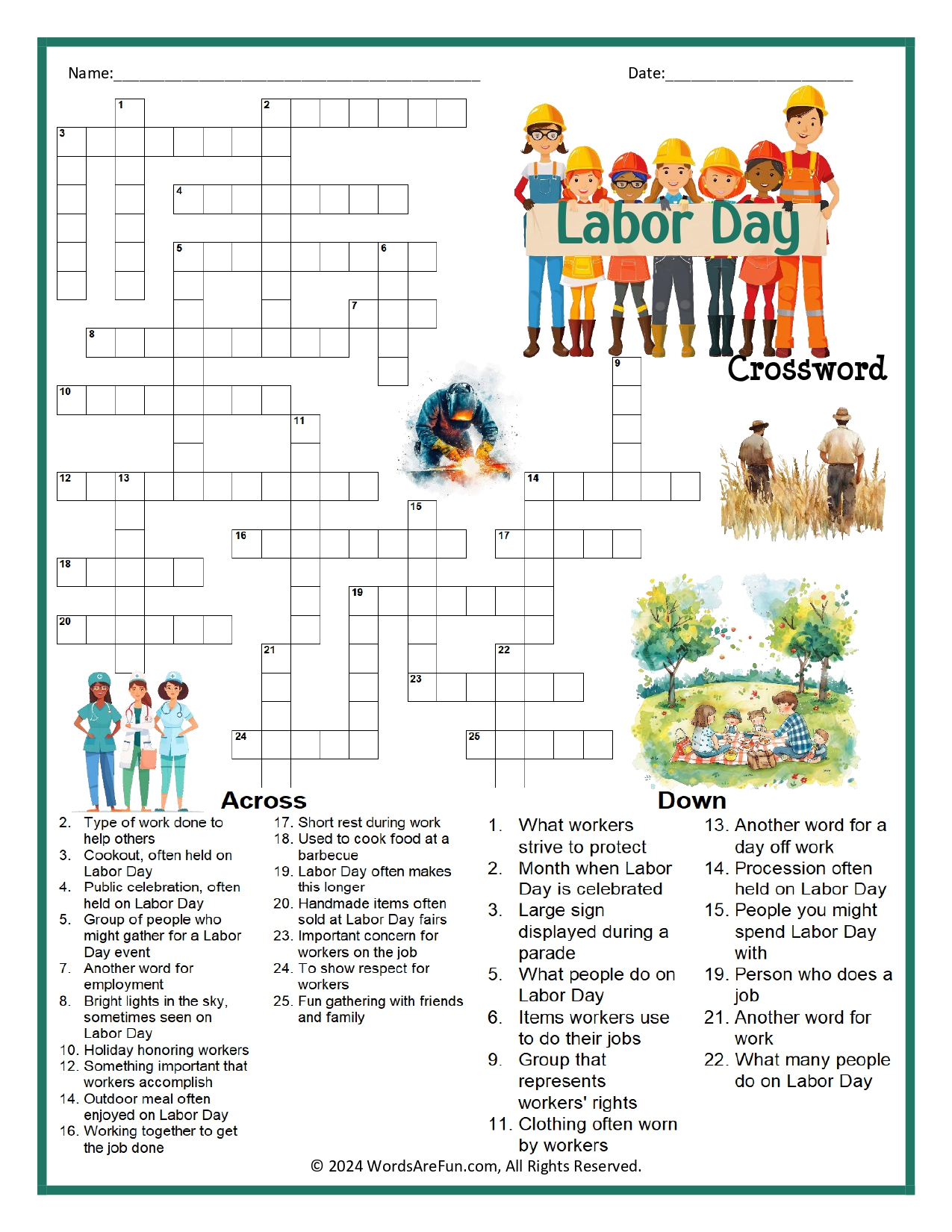 Labor Day Crossword Puzzle