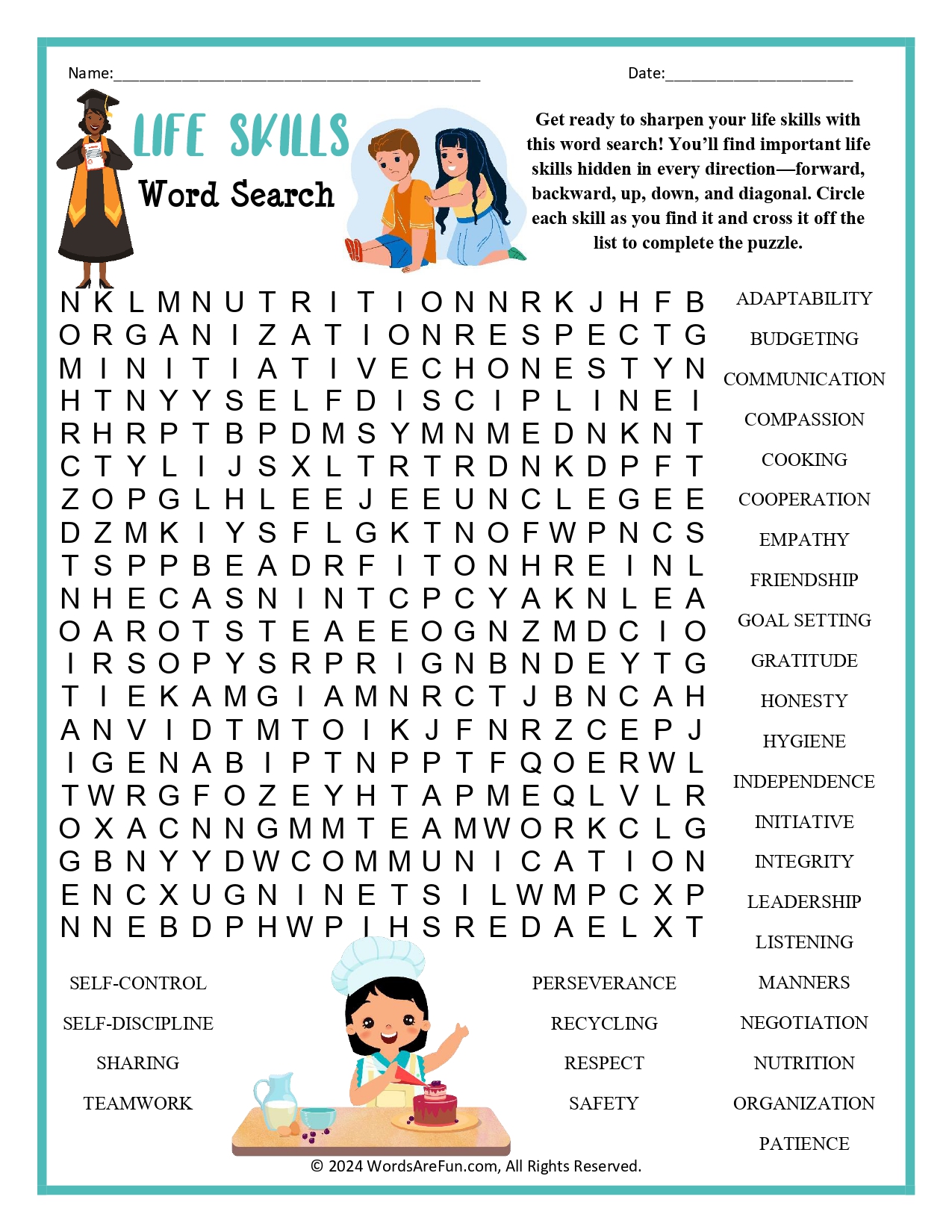 Life Skills Word Search