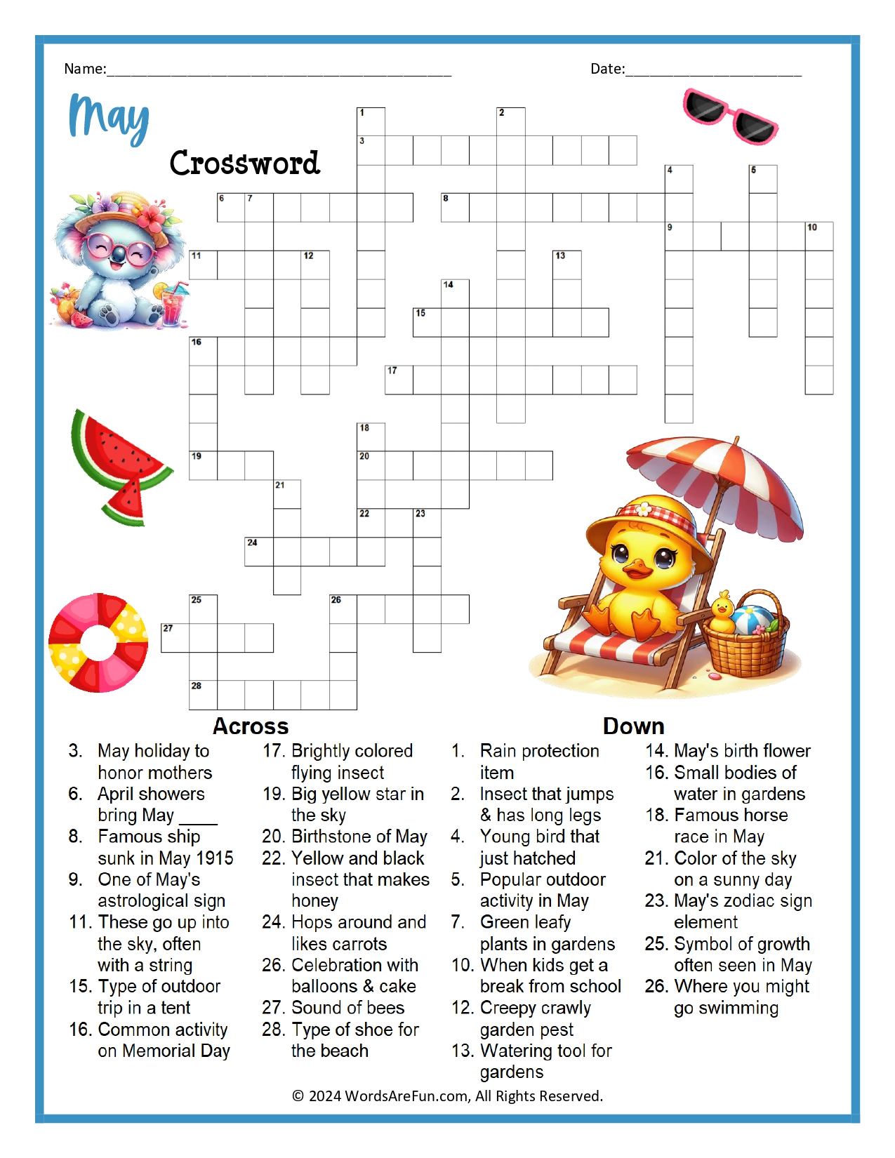 May Crossword Puzzle