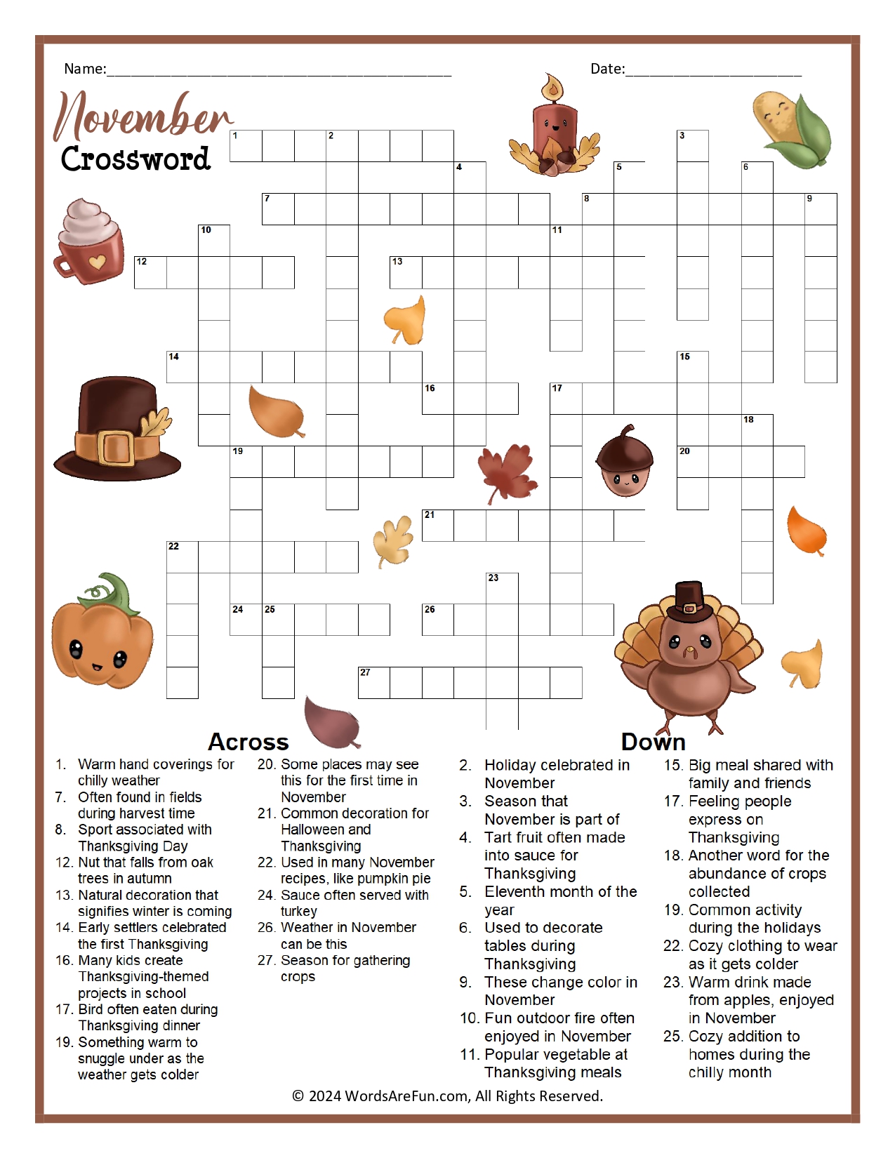 November Crossword Puzzle