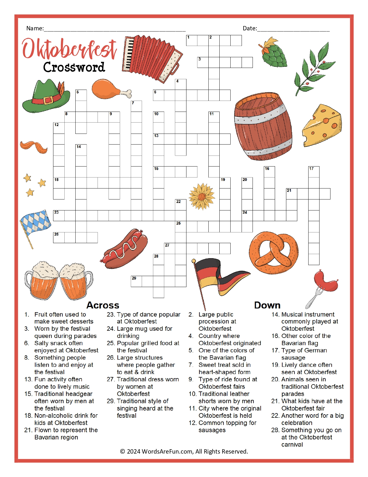 Oktoberfest Crossword Puzzle