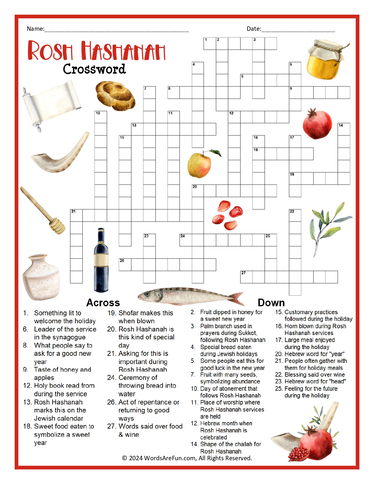 Rosh Hashanah Crossword Puzzle