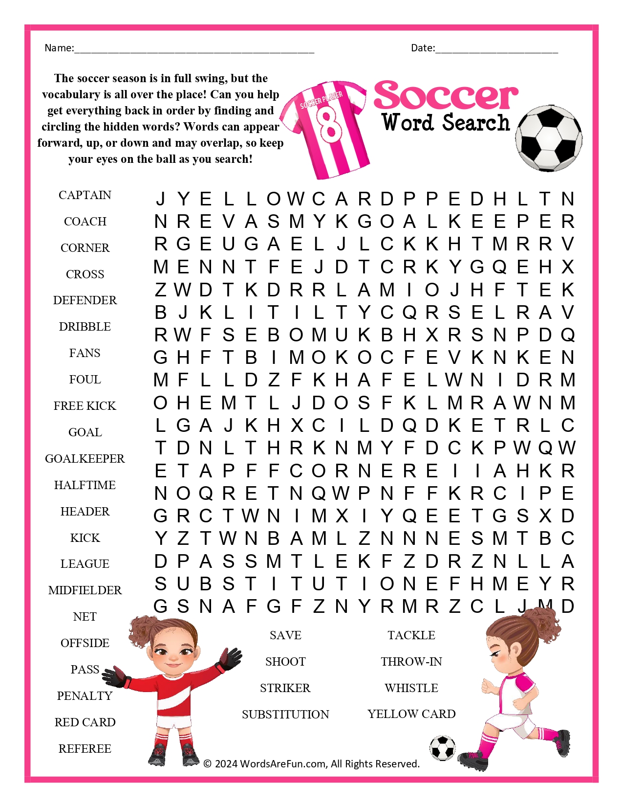 Soccer Word Search