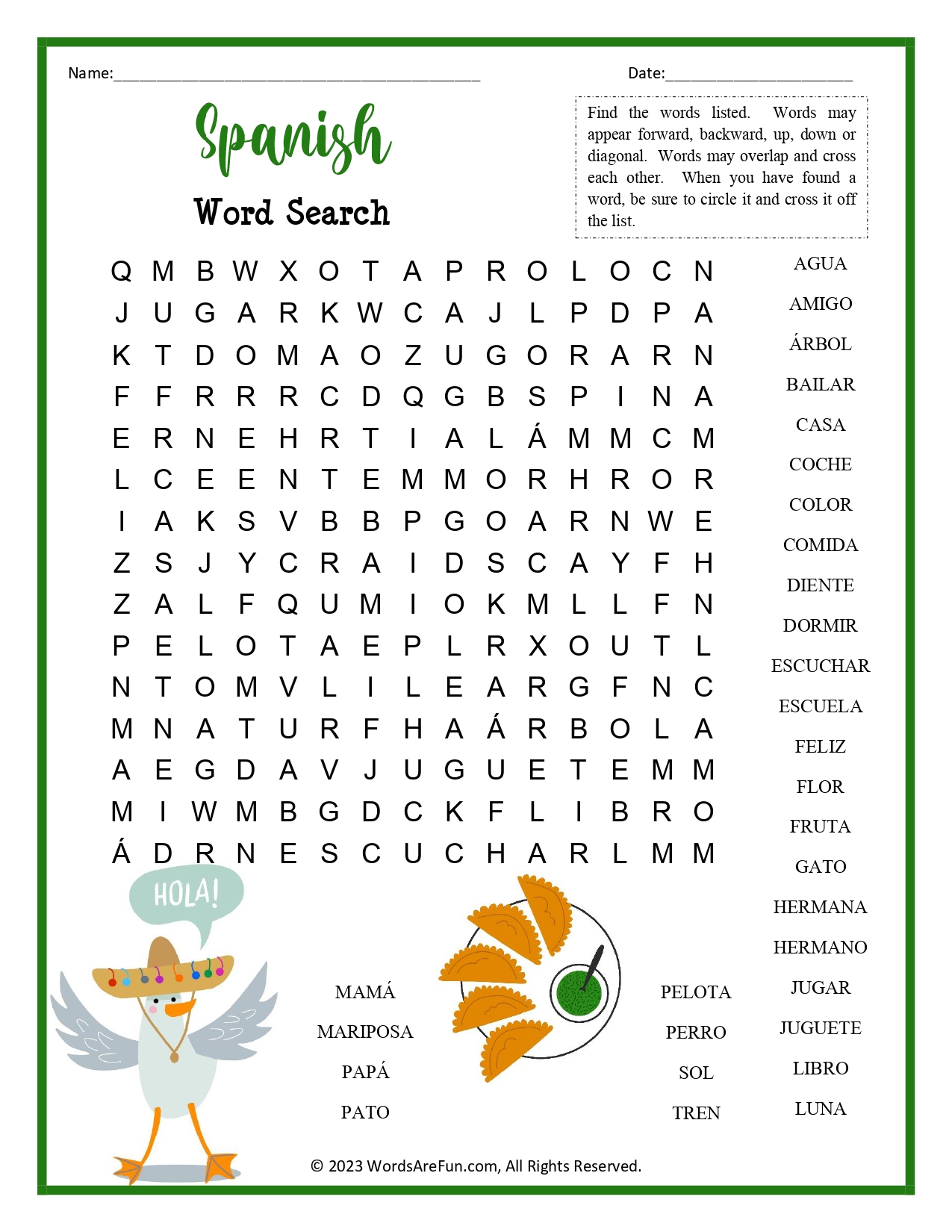 Spanish Word Search