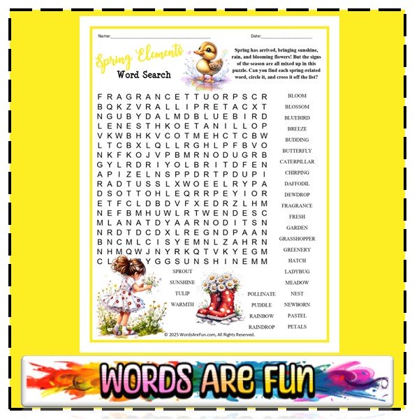 Spring Elements Word Search