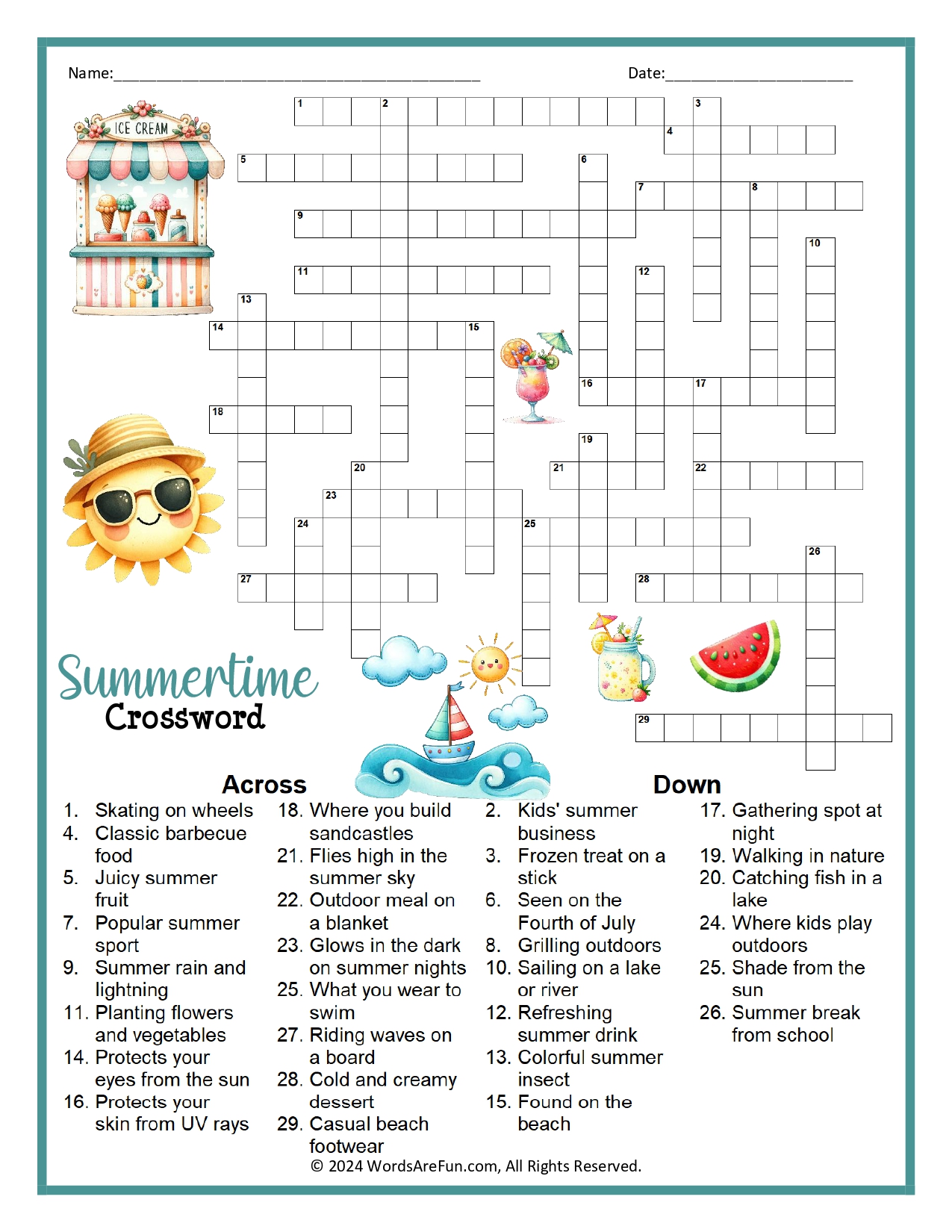 Summertime Crossword Puzzle