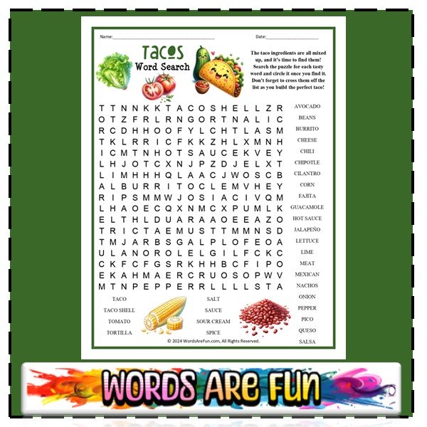 Tacos Word Search