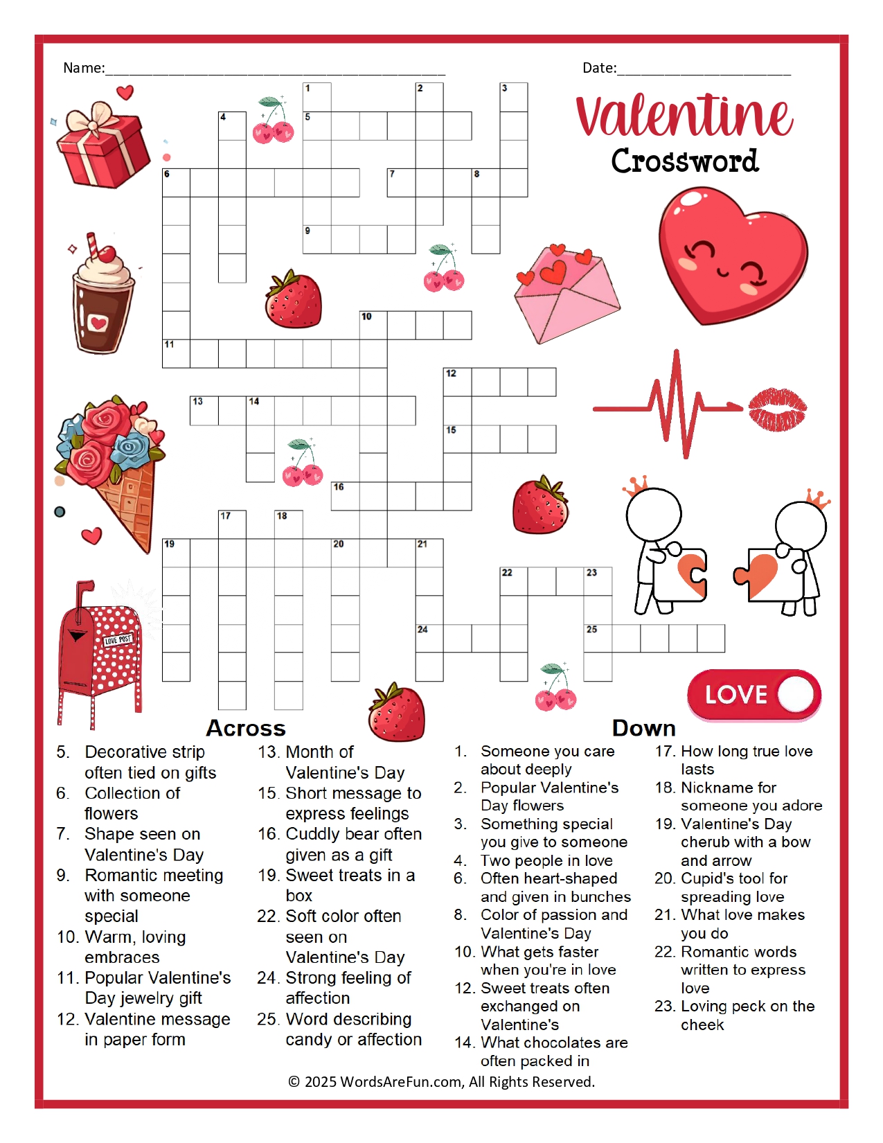 Valentine Crossword Puzzle