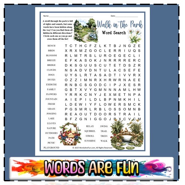 Walk in the Park Word Search