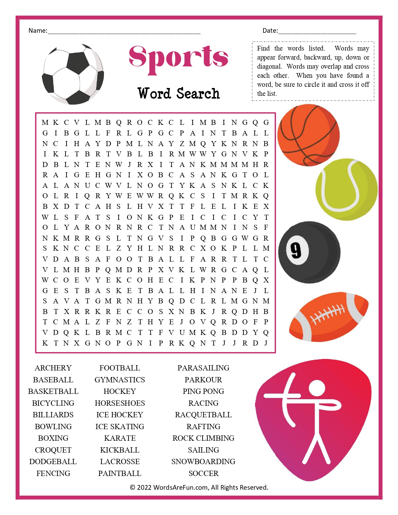 Sports Word Search